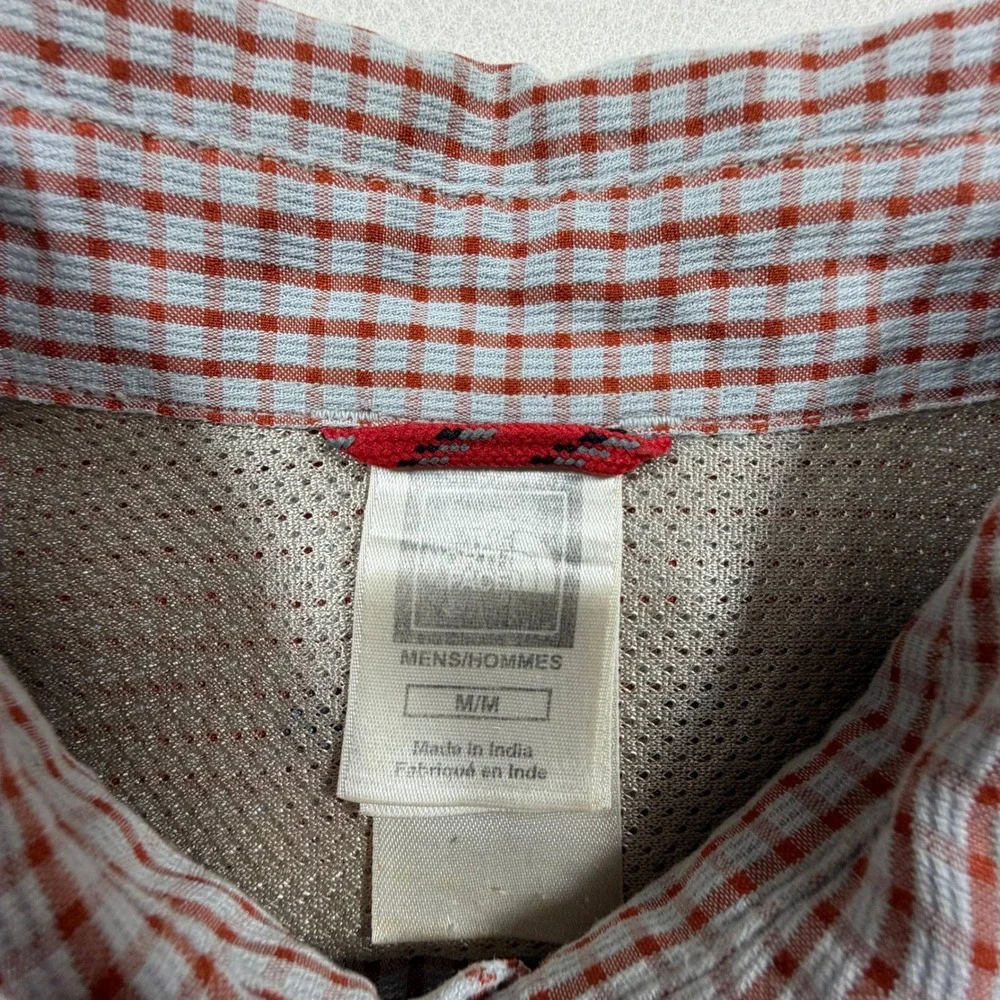 The North‎ Face Mens Medium M Red Micro Check Short Sleeve Vented Hiking Shirt